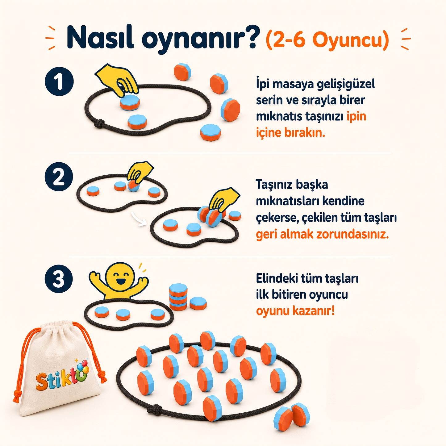 Stikto Manyetik  – 20 Parça Mıknatıslı Aile ve Zeka Oyunu